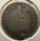 1854 Philadelphia Mint 90% Silver VG Seated Liberty Quarter with Arrows Scarce
