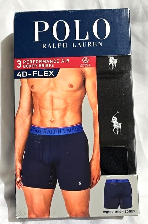 3 Polo Ralph Lauren Performance Air Boxer Briefs BLACK Underwear $54
