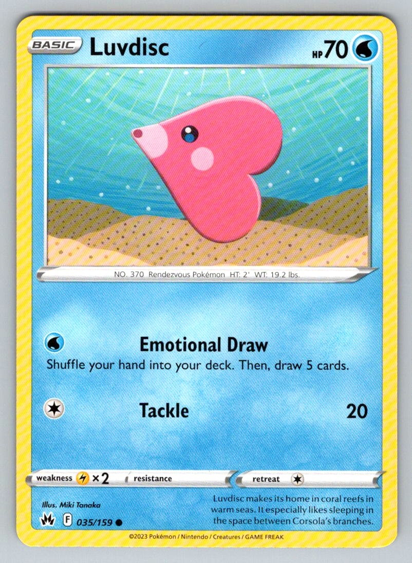Luvdisc 035/159 Common Crown Zenith Pokemon Near Mint