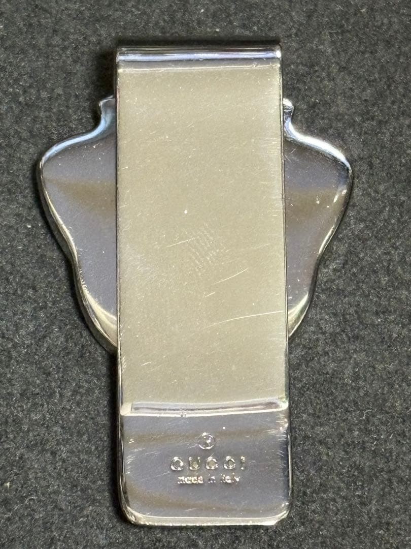 Good Rare Gucci Money Clip Crest Emblem Shield Pattern Black x Silver image 3