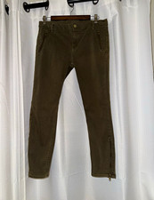 MOTHER Women’s Green crop zip muse Pants Slim Fit 29 Zip Pockets made in USA