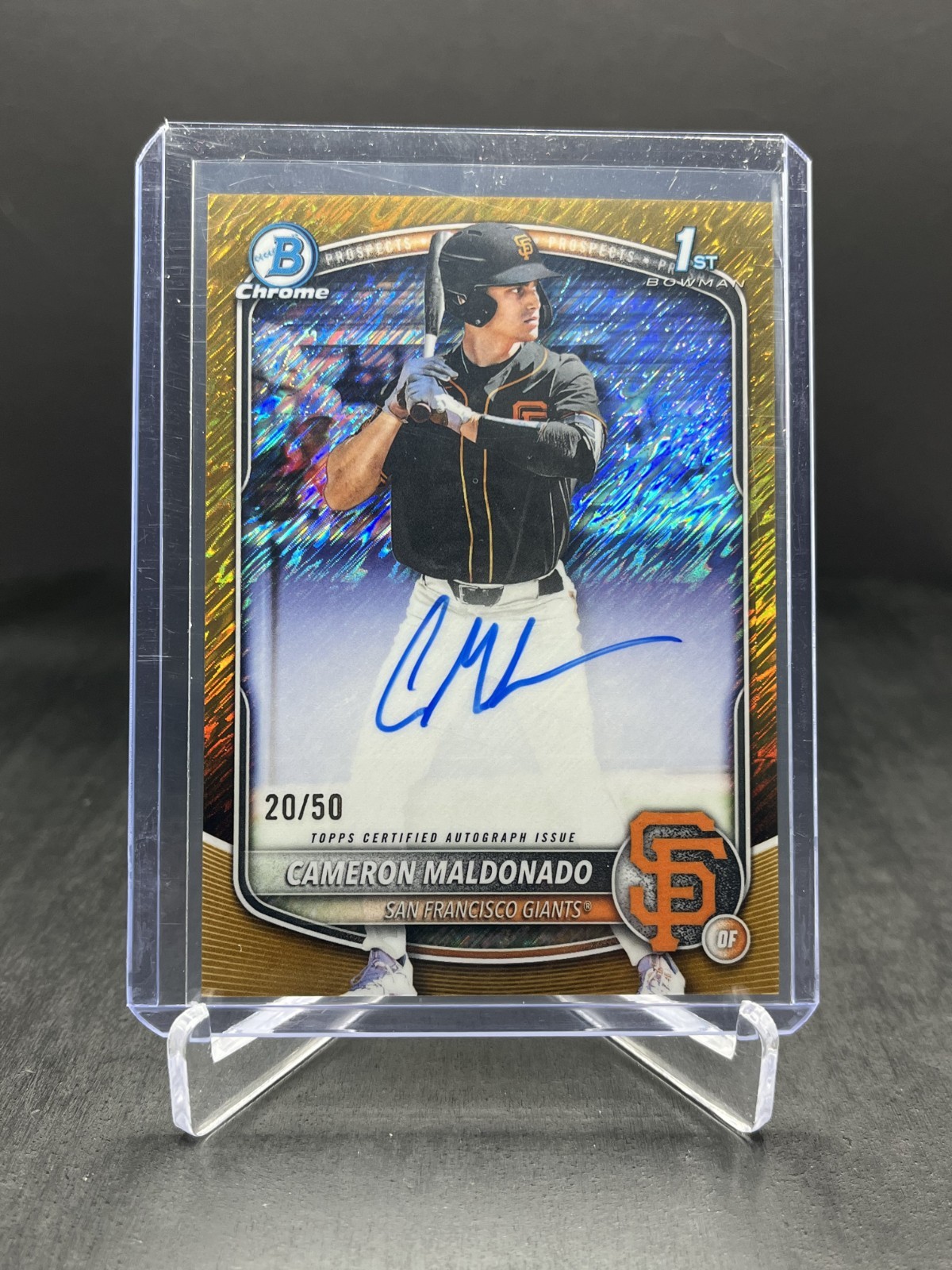 2025 Bowman Draft Cameron Maldonado 1st Chrome Auto Gold Shimmer 20/50 #CPA-CMA