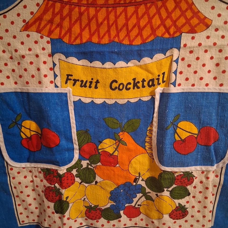 Vintage MCM Cotton Apron Fruit Cocktail Stand Pristine EUC | eBay