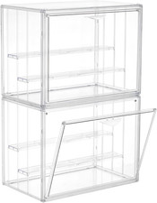 3-Layer Acrylic Display Case Set for Collectibles with Magnetic Door, 2-Pack