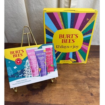Burt's Bees 12 Days of Joy Lip Balms Gift Set & Hand Cream Trio NEW In Box