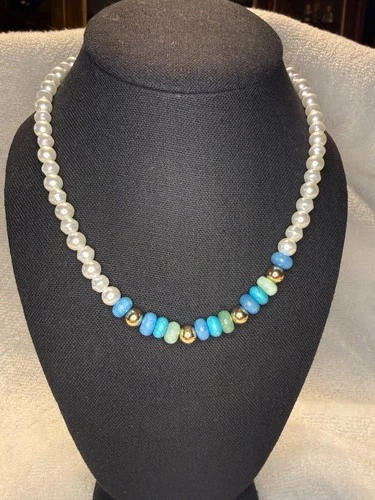 Aqua, Teal & Green Beaded Jade Bodhi Necklace by Park Lane – FREE SHIPPING - NWT - product listing photo
