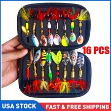 16PCS Spinner Fishing Lure Kit Metal Sequin S...