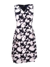 Tommy Hilfiger Women's Floral-Print V-Neck Dress (6, Black/Blush)