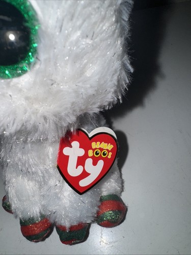 Neu Etikett Ty Beanie Boos SNOWFALL Urlaub Einhorn 6 Zoll Plüsch rot grün - Bild 3 von 10