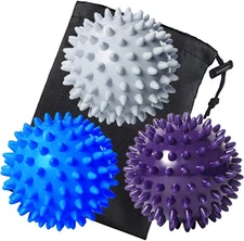 Benvo Spiky Massage Balls Pack of 3 Muscle Roller Lacrosse Purple,silver 