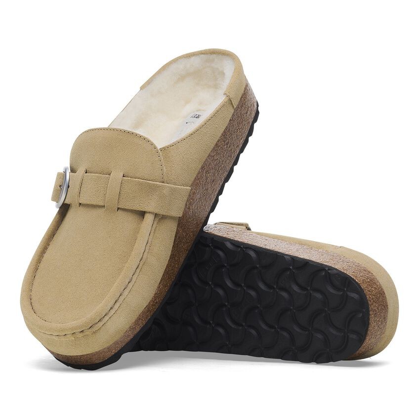 Birkenstock Unisex Buckley Shearling Suede Leather Clog Narrow Width - Taupe image 2