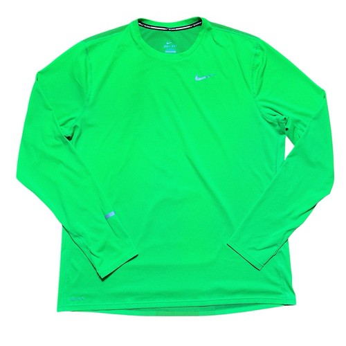 Nike Running Dri Fit Long Sleeve Shirt Men’s Size XL Volt Green Reflective