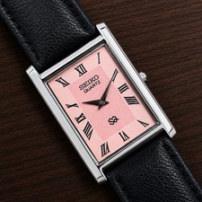 Vintage Seiko Slim Tank Pink Dial Quartz Men’s Wristwatch