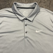 Nike Dri-Fit Polo Shirt Men's XL Gray Short Sleeve Golf Activewear Performance