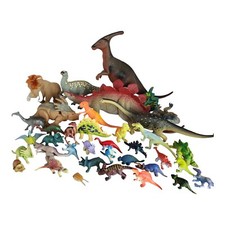 Lot of 35 Dinosaur Toys Plastic Figures Mixed Brands and Sizes