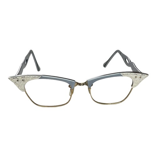 Victory Etched Aluminum FrameCat Eye Eyeglasses 5.5 Alum 50s VTG