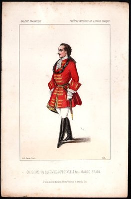 Lithograph. Theatre. Coudere in Marco Spada. circa 1855