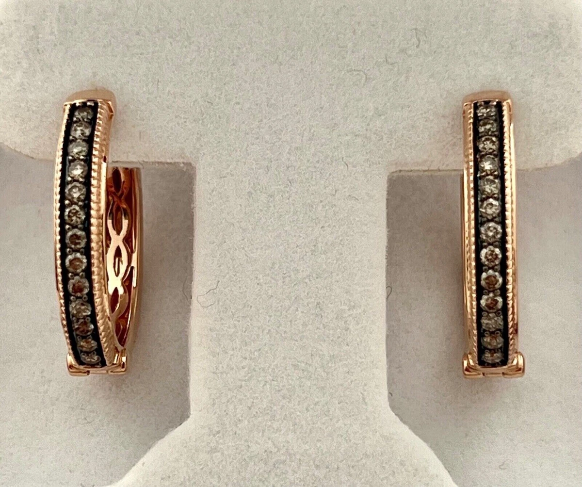 LEVIAN CHOCOLATE DIAMOND HOOP EARRINGS 14K ROSE GOLD 1299 NEW