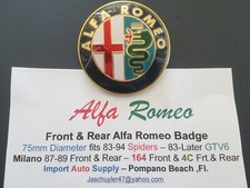 Alfa Romeo Grille Trunk Badge Emblem 83-94 Spider Milano 87-86 Gtv6 - 75mm