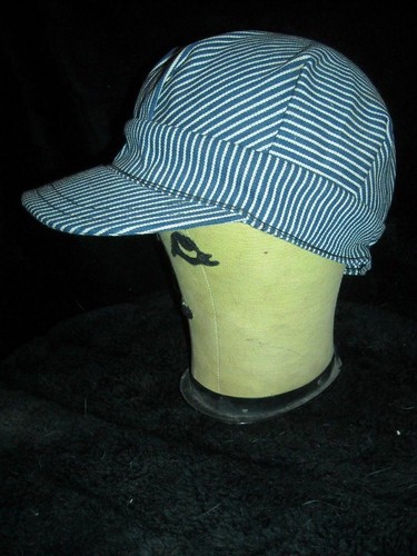 VTG 50S NEW MENS 7 1/4 RR RAILROAD HICKORY STRIPE SANFORIZED UTILITY HAT CAP - Picture 2 of 6