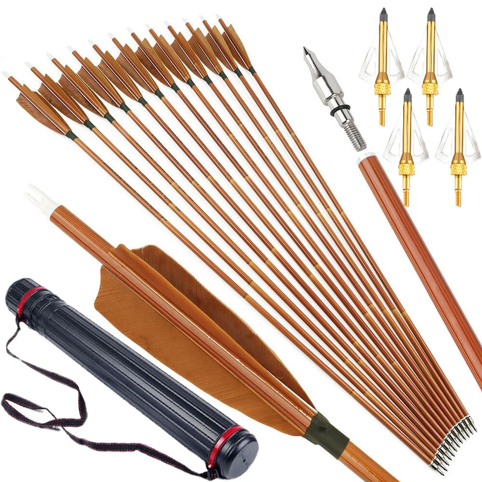 31" Carbon Arrows 4" Turkey Feather SP500 Archery Recurve Compound Bow Hunting - Image 2 of 4