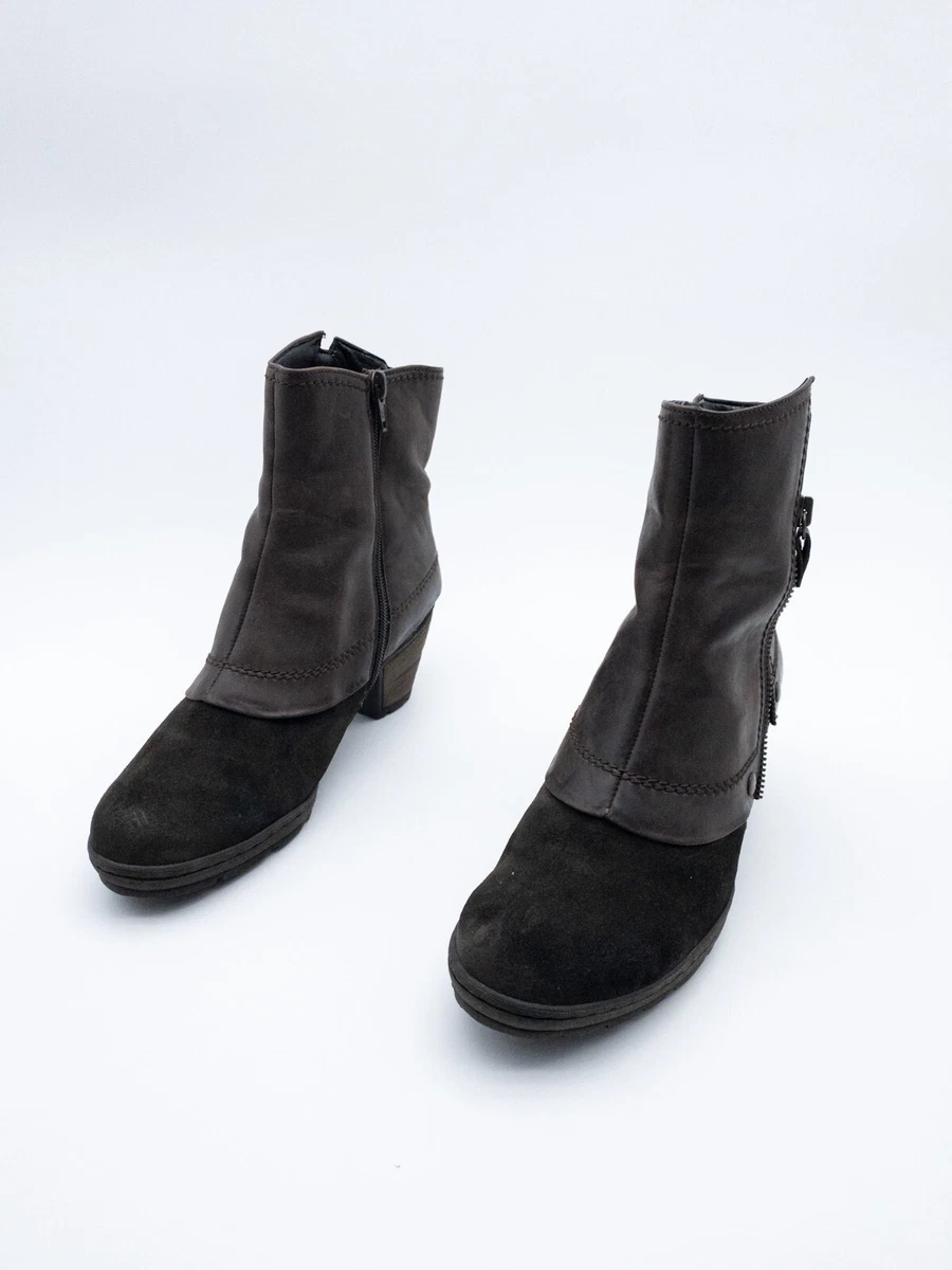 Stivaletti marroni da donna con tacco 8 cm e dettaglio gioiello sul lato Lora Ferres