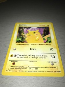 Details About Rare 1995 Pikachu Red Cheek Misprint 58102 Pokemon Card