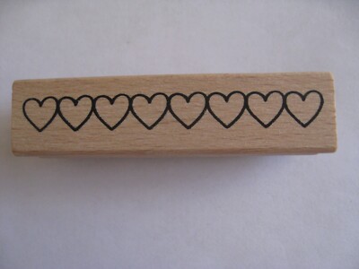 WOOD RUBBER STAMP ~ BORDER OF HEARTS ~ Valentine's Day ~ Easter ~ See Idea