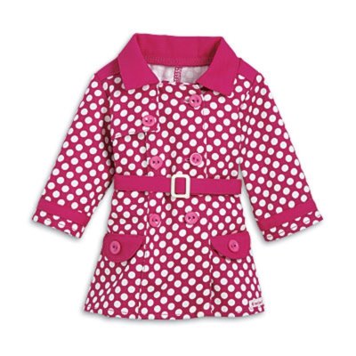 My American Girl Rainy Day Coat with Charm Pink Polka Dot Retired New