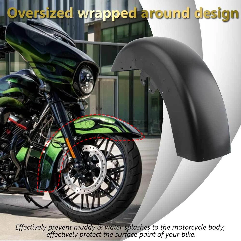 Front Fender Unpainted Black For Harley Touring Tri Electra Road Glide 2014-2024 — 第 2/4 张图片