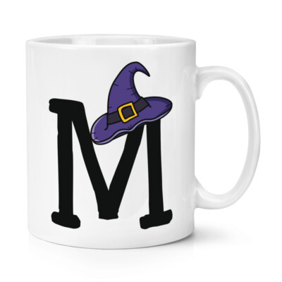 Buchstabe M Hexen Zauberer Hut 10oz Becher Tasse lustig Hexe Halloween Alphabet Initiale