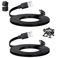 2-Pack 10 ft Black 90 Degree Long Micro USB Flat Power Cord for WYZE Cam Pan