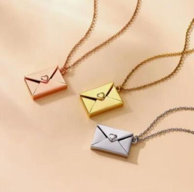 Personalised Envelope Necklace Locket Love Letter Pendant Jewelry Charm Gift