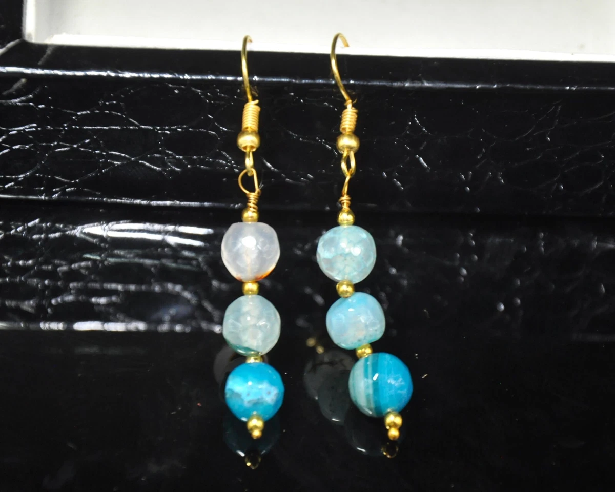 Miyuan, orecchini rotondi da donna in argento Sterling 925 con giada bianca naturale