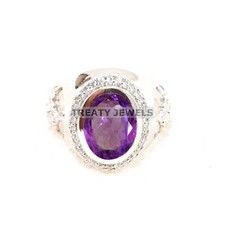 Amethyst Oval Cut Gemstone With 925 Sterling Silver Ring For Men's A710 
