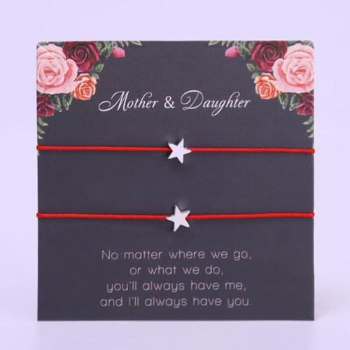2 Pcs Mother Daughter Blue Bracelet Beautiful Stainless Matching Star Card - NEW