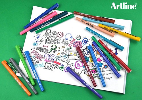 Artline 200 Yellow Green Fineliner Technical Drawing Pen Extra Fine Point X 12 - Picture 2 of 6