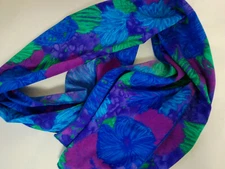 VTG Colorful Abstract Flower Geometric Long Neck Head Wrap Tie Mod Scarf 52x8