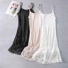 Wome 50 Silk 50 Viscose Lace Trim Full Slip Sleepwear Chemise Straps A