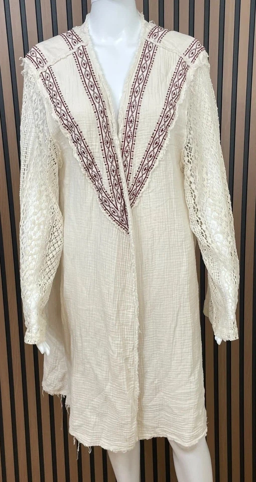 POL Women's Sweater Cardigan V-Neck Back Slit Long Sleeve Sheer Back L White - Image 2 of 4