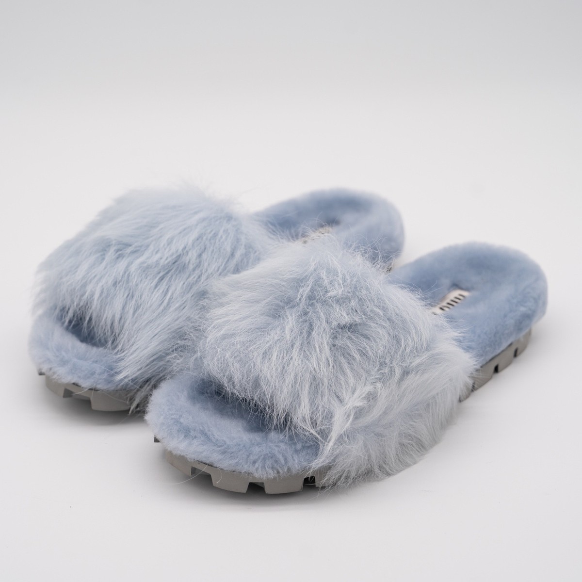 size 40eu 10 US Miu Miu Faux Fur Plush Sandals Slides Blue | eBay
