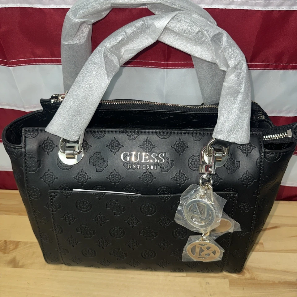 Guess Ilenia Society Satchel Handbag Black - Image 4 of 4