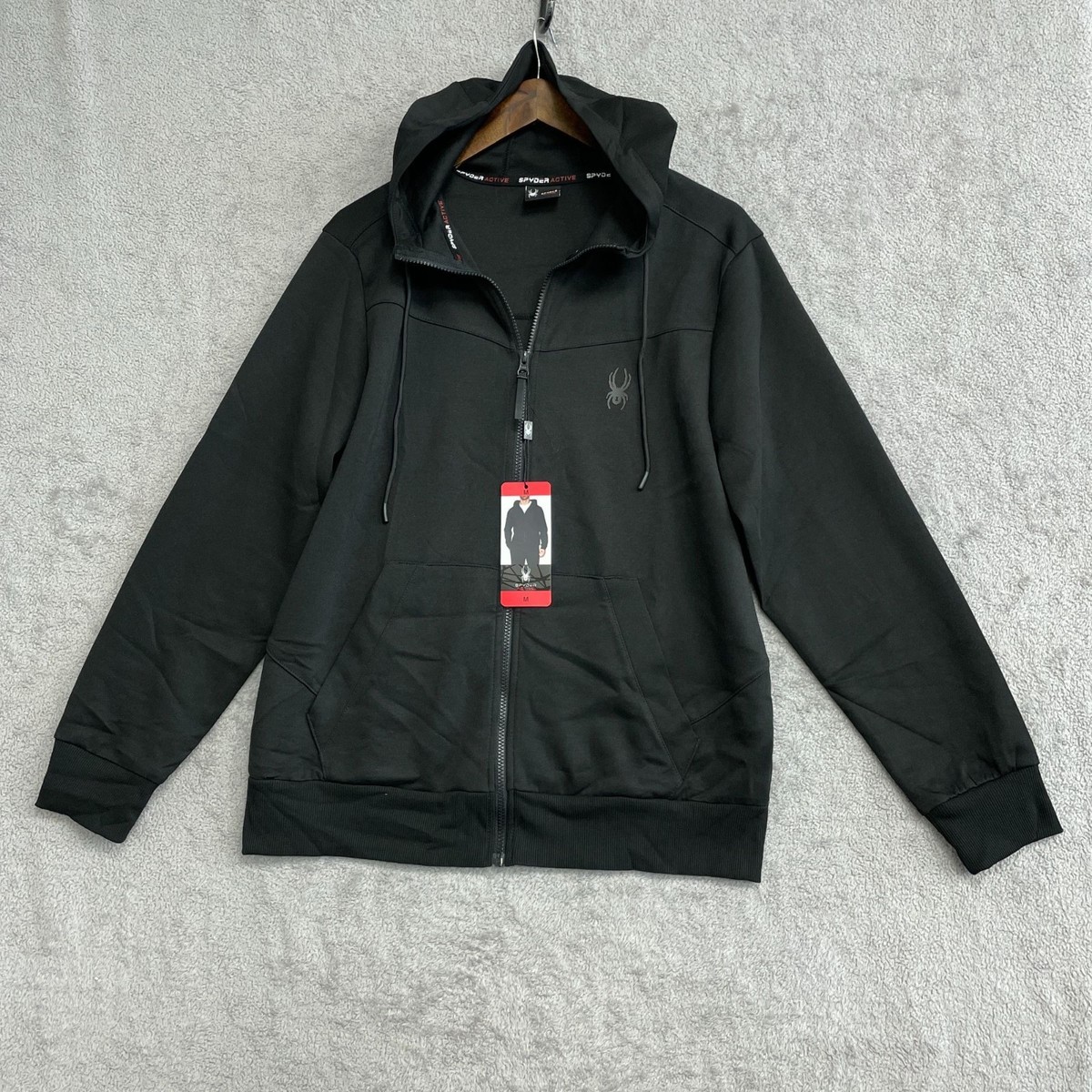 NEW Spyder Active Men's M Black Zip-Up Hoodie Sweatshirt i36 | eBay