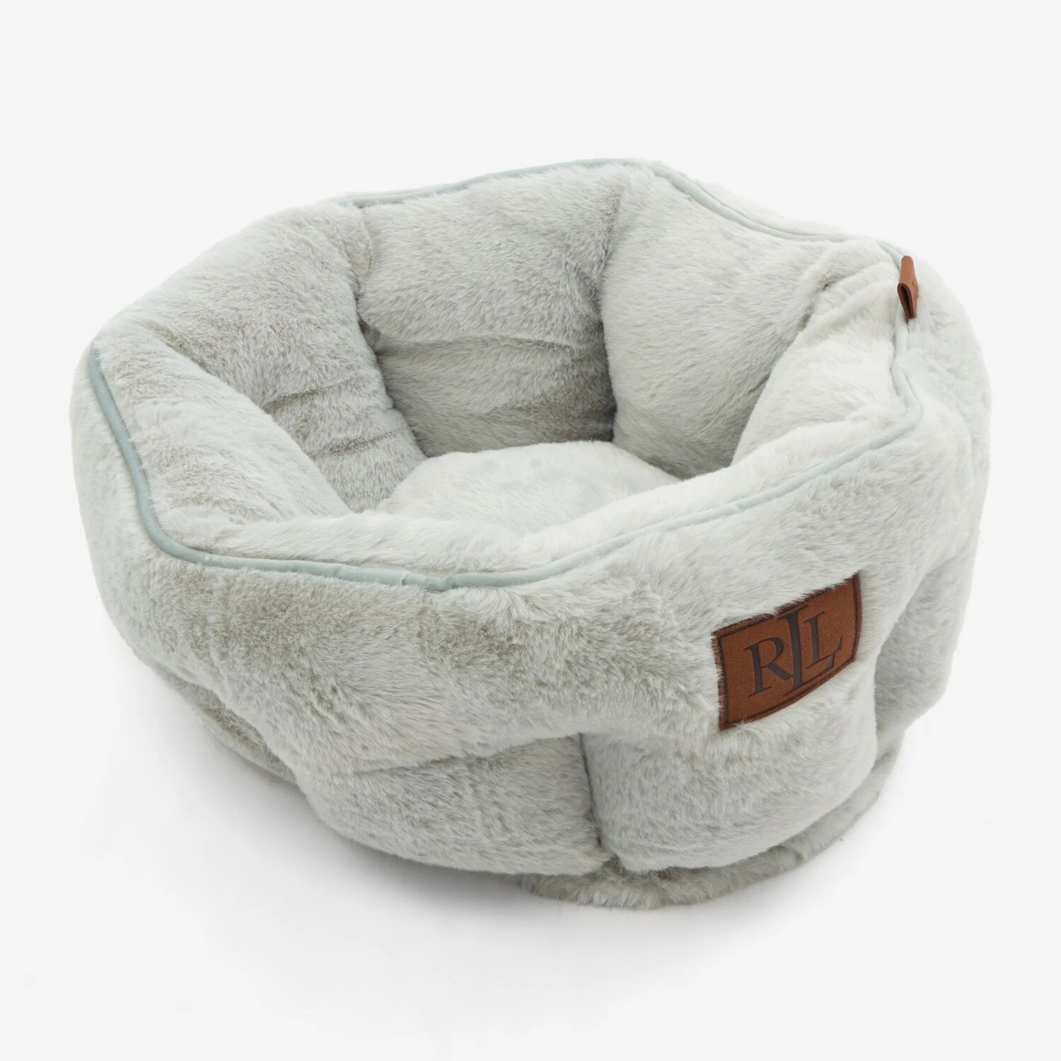 Lauren Ralph Lauren Light Grey Faux Fur Cuddler Cup Pet Bed 43x43cm
