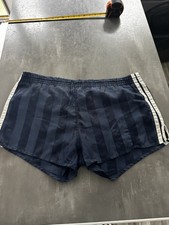 adidas shiny nylon sprinter shorts vintage M/L BLUE WHITE STRIPED West Germany