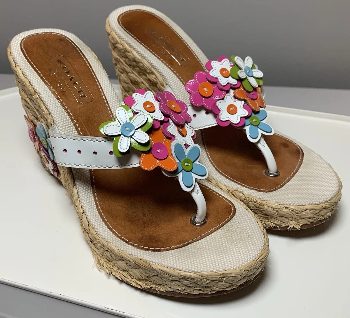 Coach Wedge High (3-3.9 in) Heel Height Sandals for Women for sale