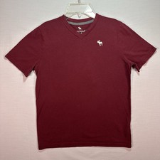 Abercrombie Kids Size 15/16 Wine Crew Short Sleeve Tee Embroidered Logo T Shirt