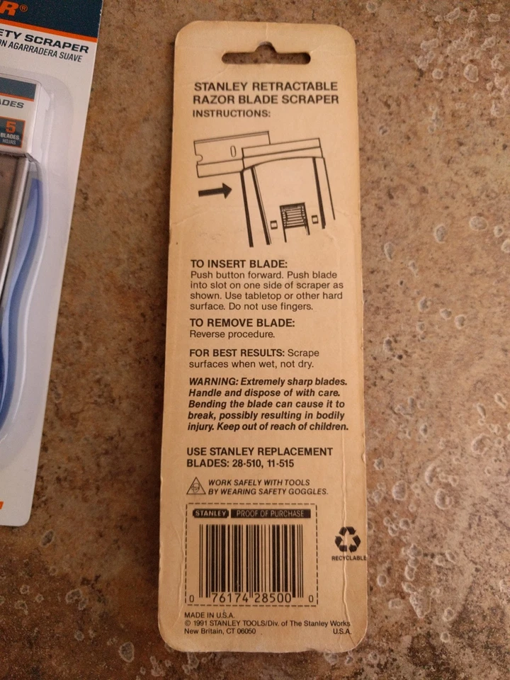 Lote de 3 raspadores de hoja de afeitar retráctiles, Stanley 28-500 y Warner agarre suave nuevos Foto 3 de 4