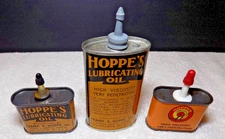 Hoppe's Gun Oil Cans Lead /Plastic Top Handy Oiler Tin Lubricate Reels Household