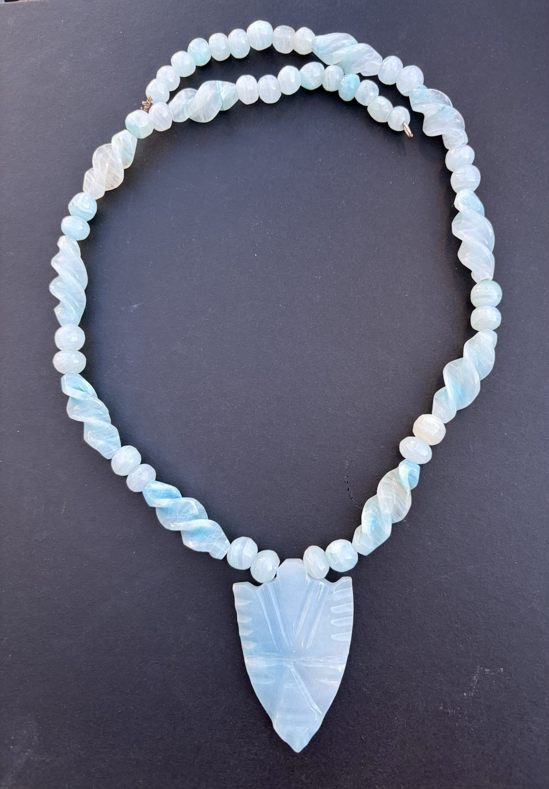Opalite Carved Arrowhead Statement Necklace Twist… - image 1